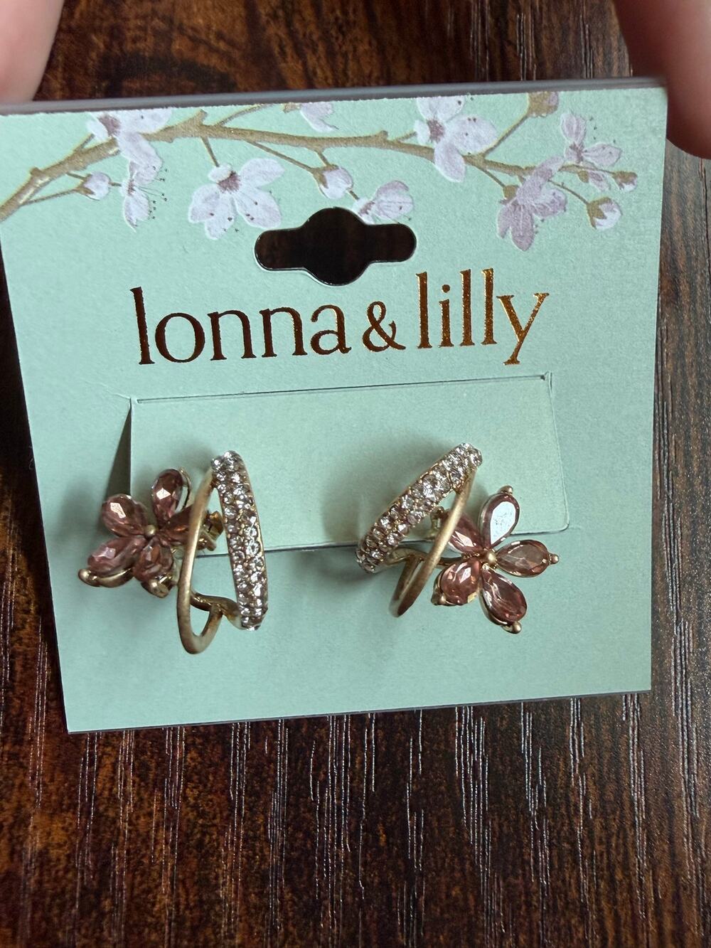 Lonna & lilly Gold-Tone Faux Colored Flower Hoop Earrings